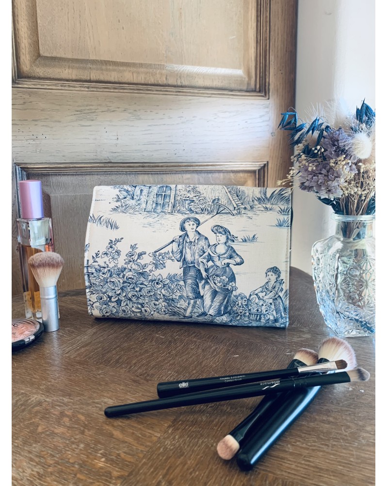 Trousse à maquillage Jade "Toile de Jouy Bleue"