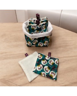 Panier + 10 lingettes "Fleurs blanches"