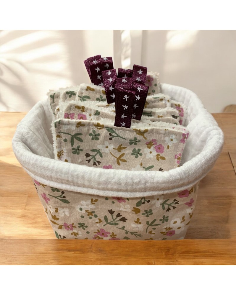 Panier + 10 lingettes "Fleurs des champs"