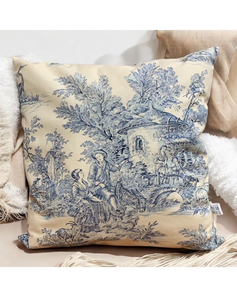 Coussin "Toile de Jouy Bleu"