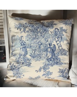 Coussin "Toile de Jouy Bleu"