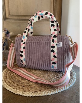 Cléo, le sac à main/bandoulière "Velours Mauve"