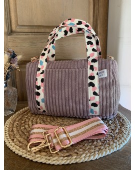 Cléo, le sac à main/bandoulière "Velours Mauve"