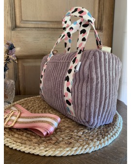 Cléo, le sac à main/bandoulière "Velours Mauve"