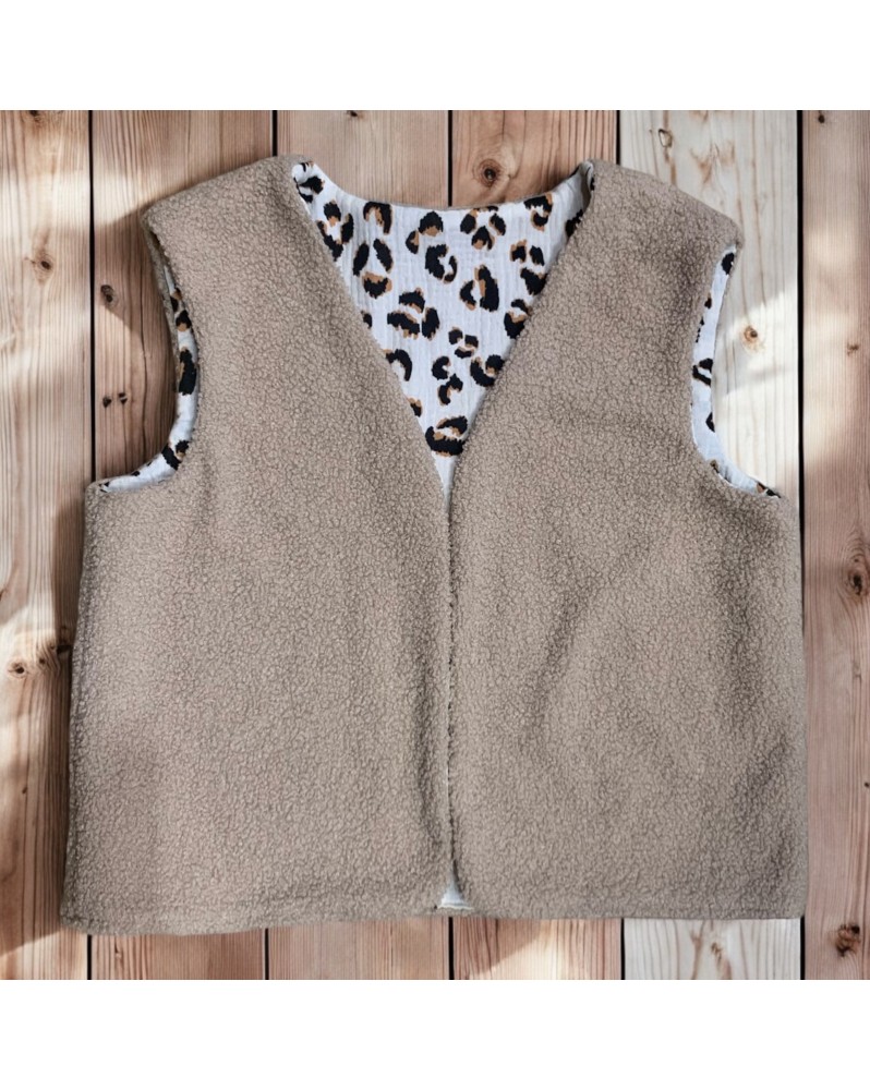 Gilet de Berger Dame T. S à XL "Bouclette ourson DGC Léopard"