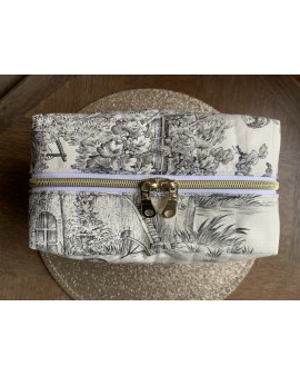 Coffret Trousse de Toilette Livia & ses accessoires "Toile de Jouy Noire"