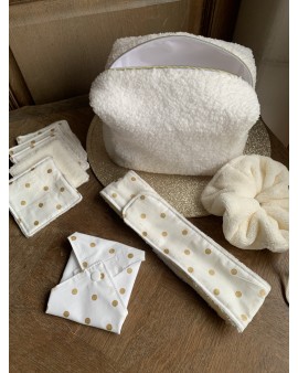 Coffret Trousse de Toilette Livia & ses accessoires "Bouclette Ecru"