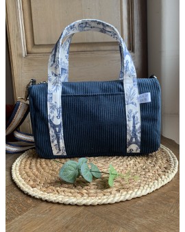 Cléo, le sac à main/bandoulière "Velours Bleu"