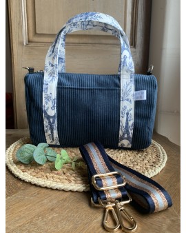 Cléo, le sac à main/bandoulière "Velours Bleu"