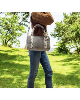 Cléo, le sac à main/bandoulière "Velours Taupe"