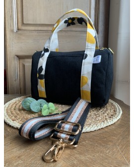 Cléo, le sac à main/bandoulière "Velours Noir"