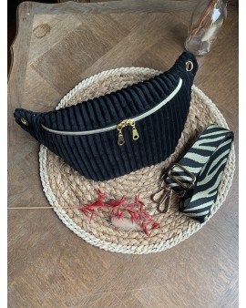 Sac Banane Zoé "Velours Minky Noir"