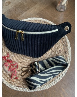 Sac Banane Zoé "Velours Minky Noir"