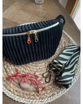 Sac Banane Zoé "Velours Minky Noir"