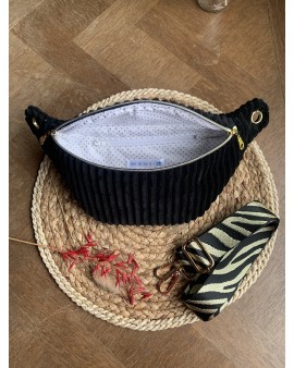 Sac Banane Zoé "Velours Minky Noir"