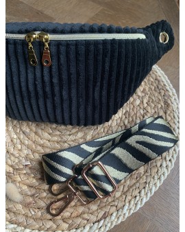 Sac Banane Zoé "Velours Minky Noir"