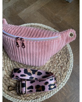 Sac Banane Zoé "Velours Minky Rose"