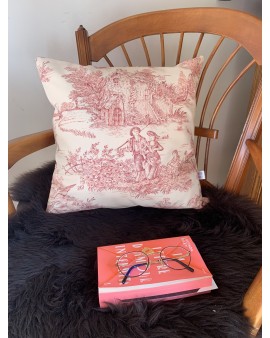 Coussin "Toile de Jouy Rouge"