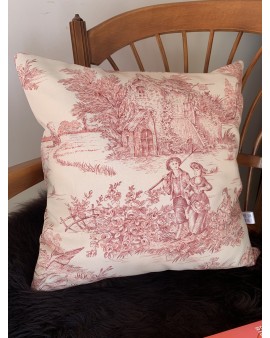 Coussin "Toile de Jouy Rouge"