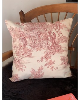 Coussin "Toile de Jouy Rouge"