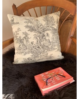 Coussin "Toile de Jouy Noire"