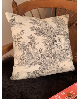 Coussin "Toile de Jouy Noire"