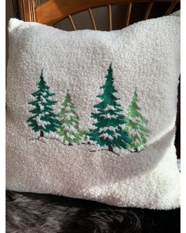 Coussin Bouclette Ecru Sapins