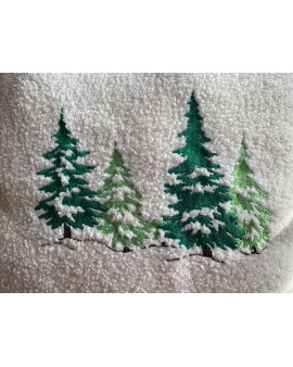 Coussin Bouclette Ecru Sapins