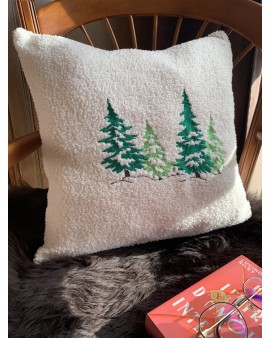 Coussin Bouclette Ecru Sapins