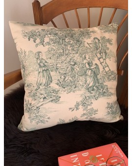 Coussin "Toile de Jouy Vert"