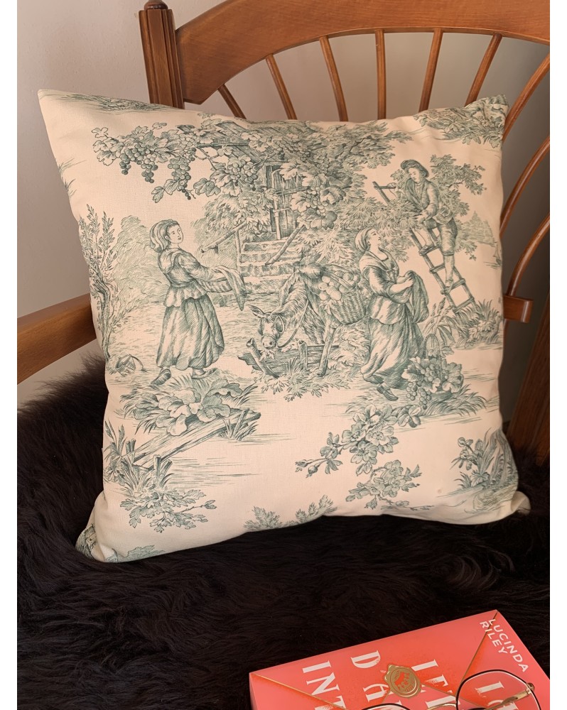 Coussin "Toile de Jouy Vert"