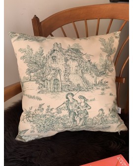 Coussin "Toile de Jouy Vert"