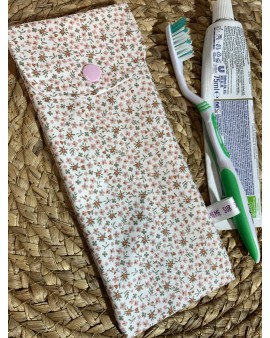 Pochette à brosse à dents "Petites Fleurs Roses"