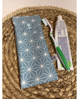 Pochette à brosse à dents "Bleu Géométrique"
