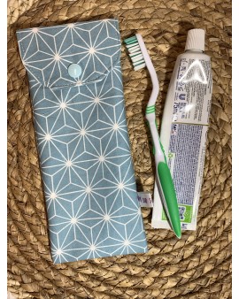 Pochette à brosse à dents "Bleu Géométrique"