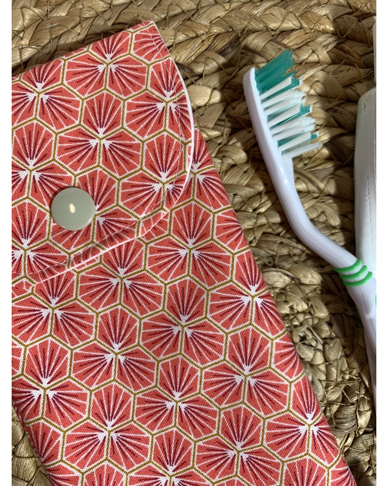 Pochette à brosse à dents "Rose Géométrique"