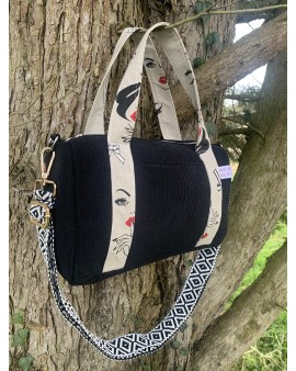 Cléo, le sac à main/bandoulière "Velours Noir"