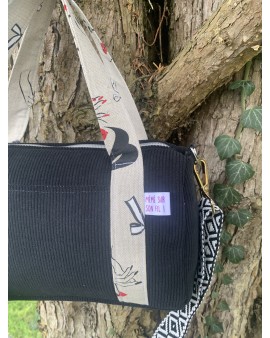 Cléo, le sac à main/bandoulière "Velours Noir"