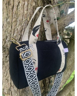 Cléo, le sac à main/bandoulière "Velours Noir"