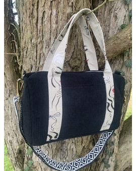 Cléo, le sac à main/bandoulière "Velours Noir"
