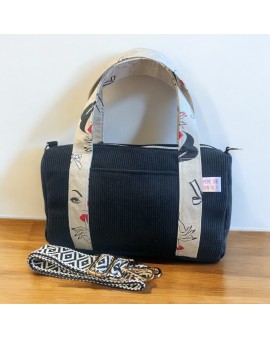 Cléo, le sac à main/bandoulière "Velours Noir"