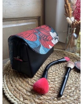 Trousse à maquillage Jade "Feuilles Rouges"