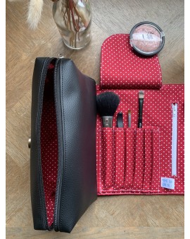 Trousse à maquillage Jade "Fleurs rouges"