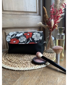 Trousse à maquillage Jade "Fleurs rouges"