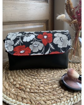 Trousse à maquillage Jade "Fleurs rouges"