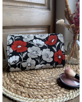 Trousse à maquillage Jade "Fleurs rouges"