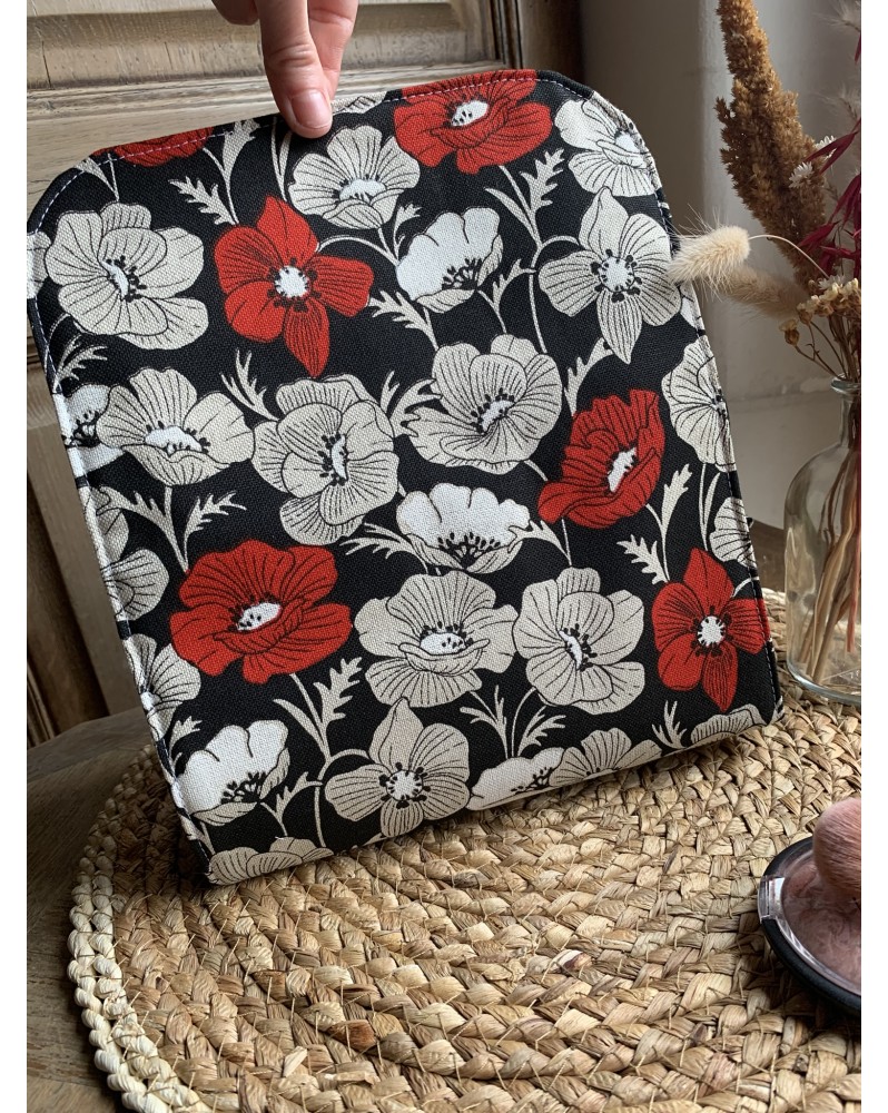 Trousse à maquillage Jade "Fleurs rouges"