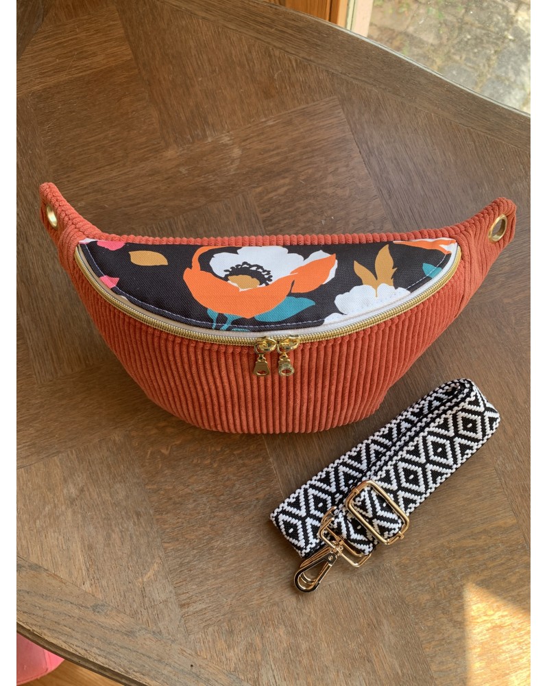 Sac Banane Zoé "Velours Corail"