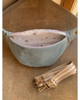 Sac Banane Zoé "Velours Bleu Ciel"