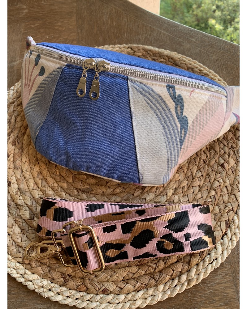 Sac Banane Zoé Jeans "Bleu/Mauve"